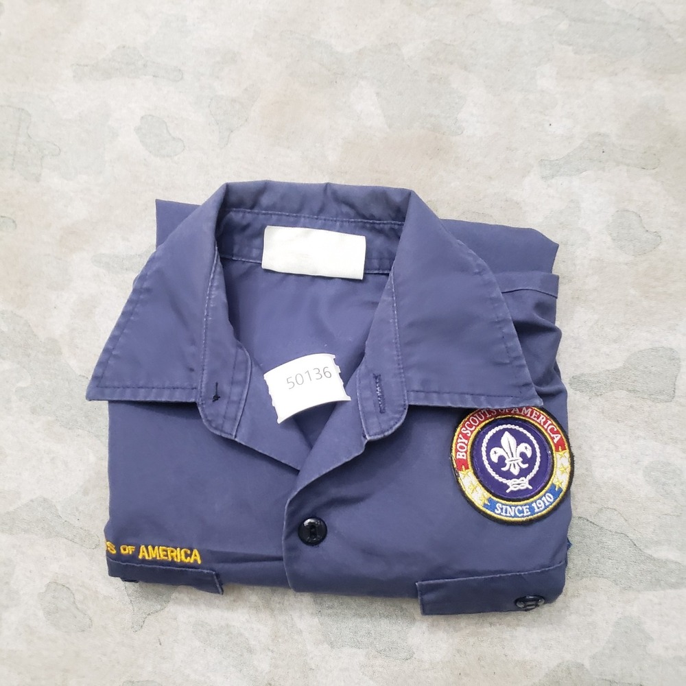 Boy Scouts Of America Shirt Youth Large Blue Short Sleeve Button-Up - Picture 8 of 8